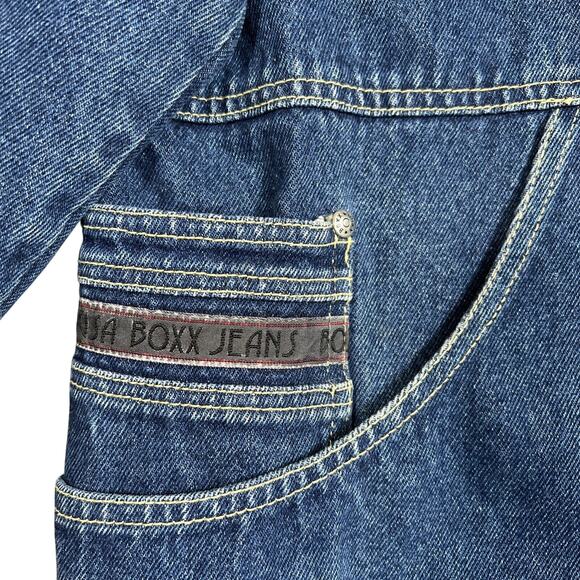 Boxx Jeans Jacket Large Blue Denim Utility Chore Loose Fit Hip Hop 90's Y2K Vtg - Picture 4 of 15